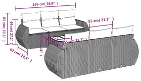 vidaXL Σαλόνι Κήπου Σετ 7 Τεμαχίων Γκρι Συνθετικό Ρατάν με Μαξιλάρια