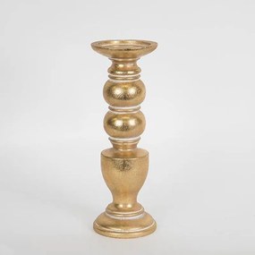 Κηροπήγιο 752-26012 10,5x10,5x30,2cm Gold Estheti Home Πολυρεσίνη