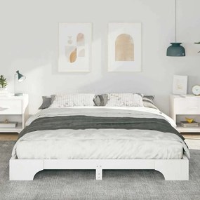 vidaXL Κρεβάτι δαπέδου με αποθήκευση Λευκό 160 x 210 cm ξύλο