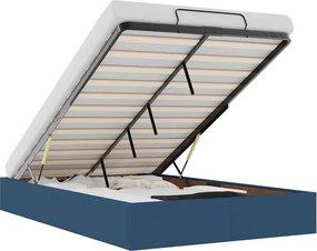 vidaXL Οθωμανικό πλαίσιο κρεβατιού χωρίς στρώμα Μπλε 120x190 cm Ύφασμα