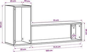 vidaXL Ντουλάπι TV 100 x 30 x 50 cm Μαύρη Δρυς Επεξεργασμένο Ξύλο