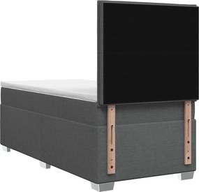 vidaXL Κρεβάτι box spring με στρώμα Σκούρο Γκρι 100 x 200 cm Ύφασμα