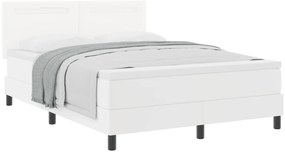 vidaXL Κρεβάτι Box Spring με στρώμα σε λευκό χρώμα, διαστάσεων 160 x 200 εκ, φτιαγμένο από τεχνητό δέρμα.