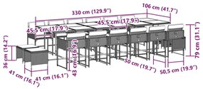 vidaXL Σετ Τραπεζαρίας Κήπου 17 τεμ Μαύρο από Συνθ. Ρατάν με Μαξιλάρια