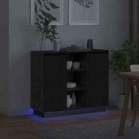 vidaXL Πλευρικό Τραπέζι LED Μαύρη Οξυά 90 x 32 x 75 εκ.