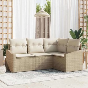 vidaXL Σετ Καναπέ Κήπου 4 pcs Μπεζ Πολυ ράταν