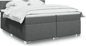 vidaXL Κρεβάτι Boxspring με Στρώμα Σκούρο Γκρι 200x200 εκ. Υφασμάτινο