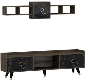 Σύνθεση Τηλεόρασης Rosa 382NRC1117 180x35x52cm Marble Effect Black