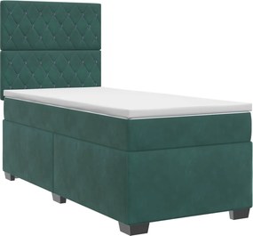vidaXL Κρεβάτι box spring με στρώμα Σκούρο Πράσινο 100 x 200 cm