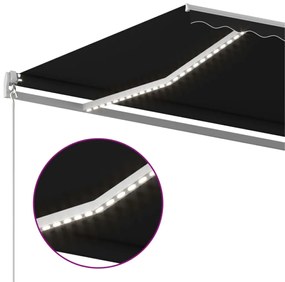 vidaXL Τέντα Συρόμενη Χειροκίνητη με LED Ανθρακί 600 x 300 εκ.