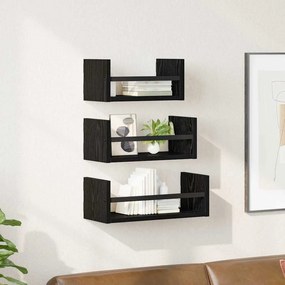 VidaXL Σετ ραφιών τοίχου 3 τμχ. Μαύρη Οξυά 40x16x14εκ.