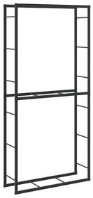vidaXL Ράφι για καυσόξυλα Μαύρο 100x30x209 cm Χάλυβας