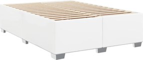 vidaXL Κρεβάτι Boxspring με Στρώμα Λευκό 140x190εκ.από Συνθετικό Δέρμα
