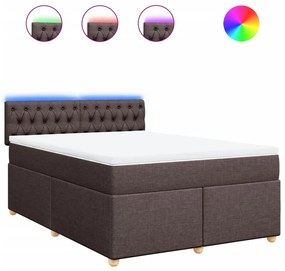 Κρεβάτι Boxspring με Στρώμα Σκούρο Καφέ 140x200 εκ Υφασμάτινο - Καφέ