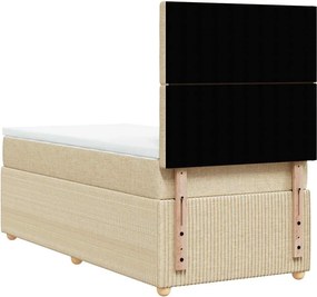 vidaXL Κρεβάτι Boxspring με Στρώμα Κρεμ 90x190 εκ.Υφασμάτινο