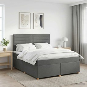 vidaXL Κρεβάτι box spring με στρώμα Σκούρο Γκρι 160 x 200 cm Ύφασμα