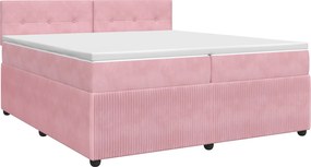 vidaXL Κρεβάτι box spring με στρώμα Ροζ 200 x 200 cm Βελούδο