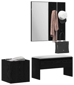 vidaXL Σετ επίπλων χωλ 5 pcs Μαύρο δρυς και Ασημί 80 x 30.5 x 40 εκ