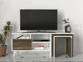 Stewehome Σύνθετο Τηλεόρασης Λευκό / Καρυδί 120x29.5x48.4 cm