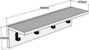 Κρεμάστρα Mulan χρώμα λευκό  60x16x14.5εκ 60x14.5x16 εκ.