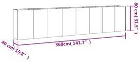 Ζαρντινιέρα 360 x 40 x 80 εκ. από Ατσάλι Σκληρυθέν στον Αέρα - Καφέ