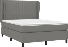 vidaXL Κρεβάτι Boxspring με Στρώμα Σκούρο Γκρι 140x190 εκ. Υφασμάτινο