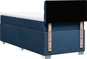 vidaXL Κρεβάτι Boxspring με Στρώμα Μπλε 90x190 εκ.Υφασμάτινο