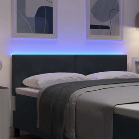 vidaXL Κεφαλάρι με φώτα λωρίδας LED με κεφαλάρι Γκρι 80 cm Βελούδο