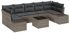vidaXL Σετ Καναπέ Κήπου με μαξιλάρι 8 pcs Γκρι 55 x 55 x 37 εκ