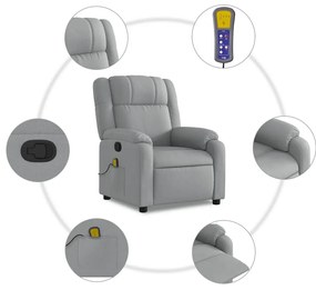 vidaXL Πολυθρόνα Μασάζ Ανακλινόμενη Ανοιχτό Γκρι Υφασμάτινη