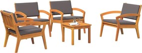 vidaXL Σετ μπιστρό με μαξιλάρι 5 pcs Καφέ Πολυεστέρας