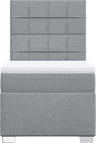 vidaXL Κρεβάτι Boxspring με Στρώμα Ανοιχτό Γκρι 90x200 εκ. Υφασμάτινο