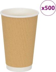 vidaXL Χάρτινα ποτήρια καφέ 500 τεμάχια 16oz 400ml καφέ