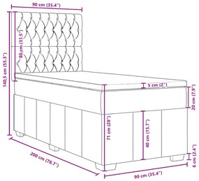 Κρεβάτι Boxspring με Στρώμα Μπλε 90x200 εκ.Υφασμάτινο - Μπλε