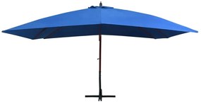 Ομπρέλα Κρεμαστή Μπλε 400 x 300 εκ. με Ξύλινο Ιστό - Μπλε