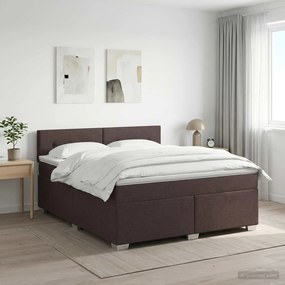 vidaXL Κρεβάτι box spring με στρώμα Σκούρο Καφέ 140 x 200 cm Ύφασμα