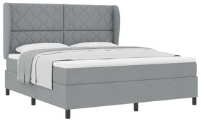 vidaXL Κρεβάτι Box Spring με Στρώμα  - Ανοιχτό Γκρι, 180x200 εκ., Υφάσμα