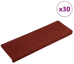 Πατάκια Σκαλιών Αυτοκόλλητα 30 τεμ. Κόκκινο Μπορντό με Ορθογώνια Άκρη 65x21x4 εκ.