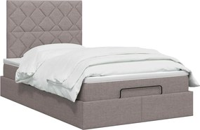 vidaXL Κρεβάτι Ottoman με Στρώμα και LED Taupe 120 x 200 cm Ύφασμα