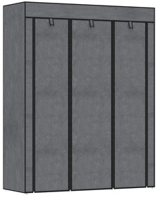 Ντουλάπα από ύφασμα HOMCOM, λύση αποθήκευσης, 8 ράφια, 2 ράβδοι ρούχων, σκούρο γκρι