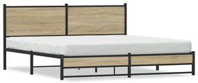 vidaXL Σκελετός Κρεβ. Χωρίς Στρώμα Sonoma Δρυς 160x200 εκ. Μεταλλικό