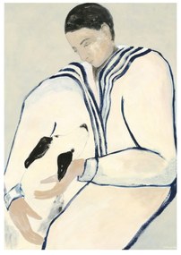 Πόστερ Man And Dog - Εκρού Μπλε 50 x 70 cm THE POSTER CLUB