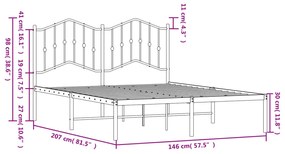 ΠΛΑΙΣΙΟ ΚΡΕΒΑΤΙΟΥ ΜΕ ΚΕΦΑΛΑΡΙ ΛΕΥΚΟ 140 X 200 ΕΚ. ΜΕΤΑΛΛΙΚΟ 373839