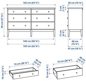 IDANÄS συρταριέρα με 6 συρτάρια, 162x95 cm 104.587.10