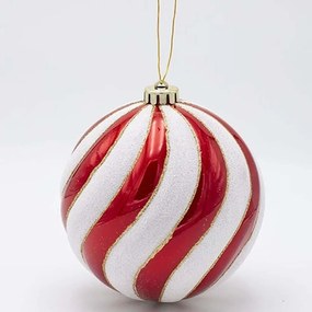 Χριστουγεννιάτικες Μπάλες Glitter (Σετ 2Τμχ) 600-47848 15cm Red-White