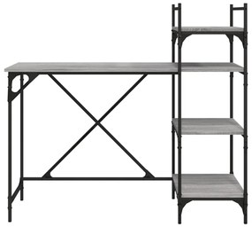 vidaXL Γραφείο Υπολογιστή με Ράφια Γκρι Sonoma 120 x 47 x 109 εκ.