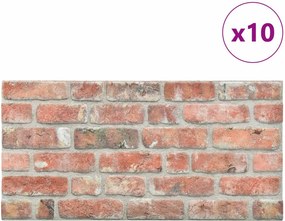 vidaXL Πάνελ τοίχου 10 pcs Κόκκινο 100 x 50 cm Αφρός EPS