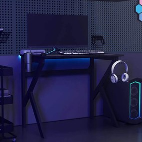 vidaXL Γραφείο Gaming Μαύρο 90 x 60 x 75 εκ. με Πόδια σε Σχήμα Κ