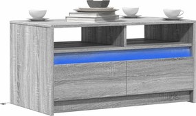 vidaXL Τραπεζάκι Σαλονιού με Φώτα LED Γκρι Sonoma Επεξ. Ξύλο