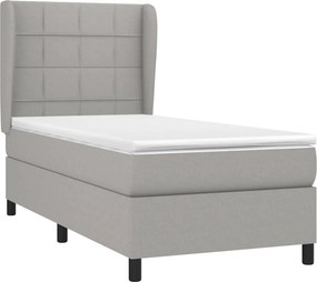 vidaXL Κρεβάτι Boxspring με Στρώμα Ανοιχτό Γκρι 100x200 εκ. Υφασμάτινο
